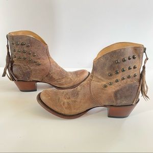 Shyanne Brown ANKLE LEATHER 8.5 B Western Studded WESTERN Fringe Boots BBW202